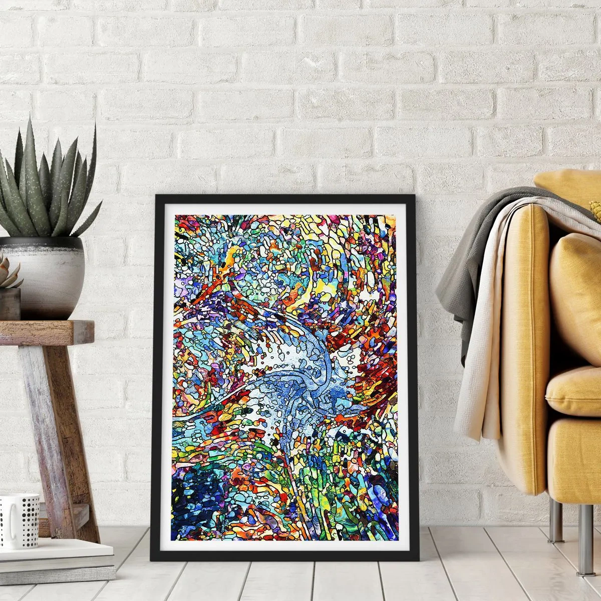 Pôster com moldura preta - Vitrais gotejantes - 70x100 cm