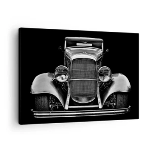 Quadro em tela - Um carro antigo em preto e branco - 70x50cm - Um verdadeiro general - Decoração de parede moderna para a sala de estar e quarto ARTTOR