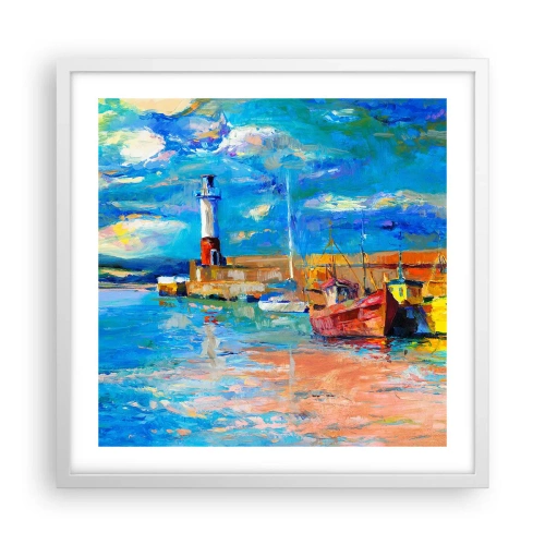 Pôster em moldura branca - Tarde na baía do arco-íris - 50x50 cm