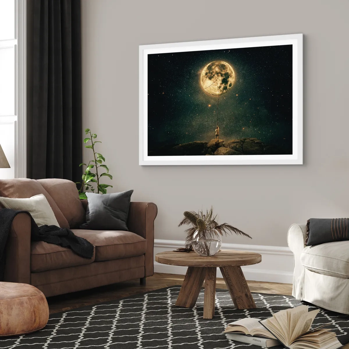 Pôster em moldura branca - Aquele que roubou a lua - 100x70 cm