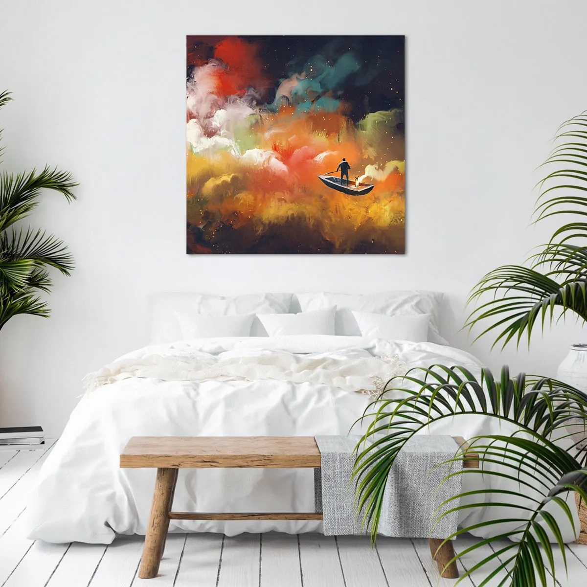 Quadro em tela - De barco pela galáxia - 40x40 cm