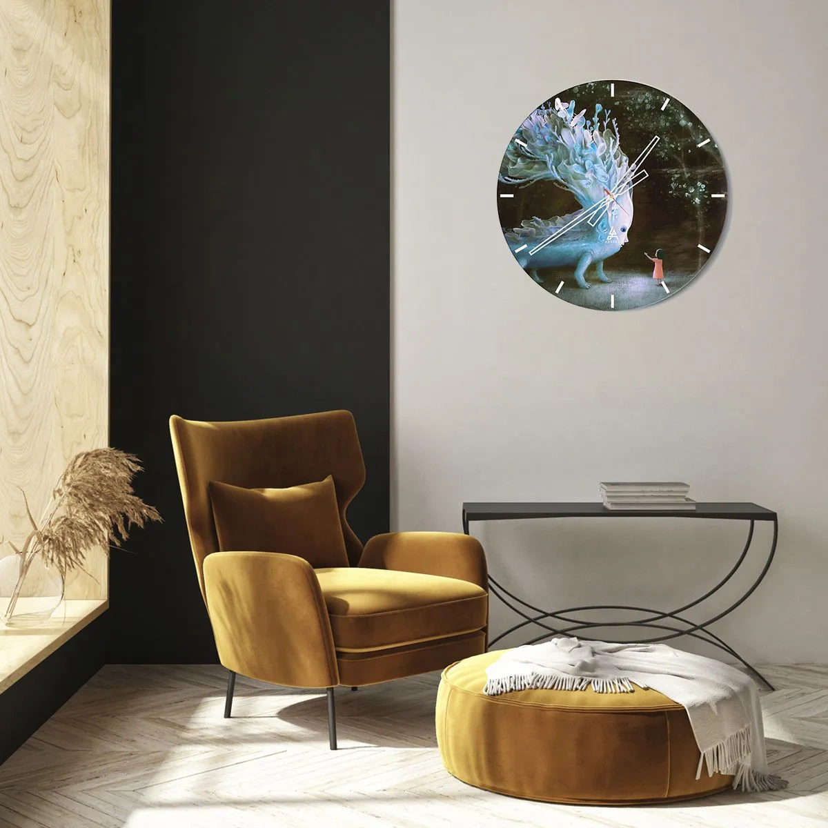 Relógio de parede - Relógio em vidro - Encontro fantástico - 40x40 cm