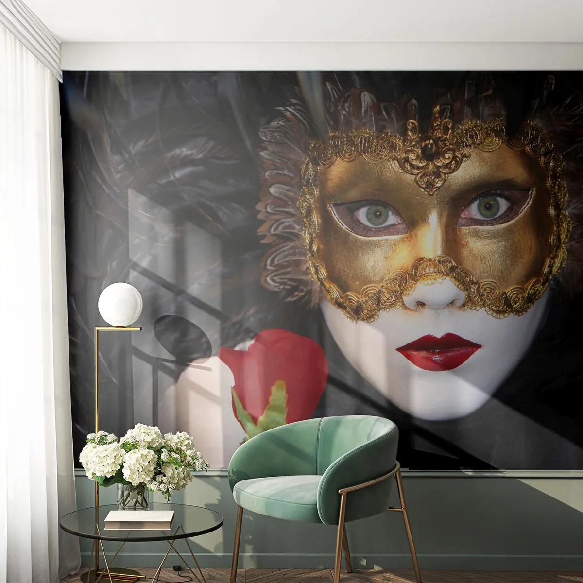 Papel de Parede Autocolante Deluxe Sticker - Porque a vida é uma grande baile - Capuz, Rosa, lábios vermelhos - 250x175 cm