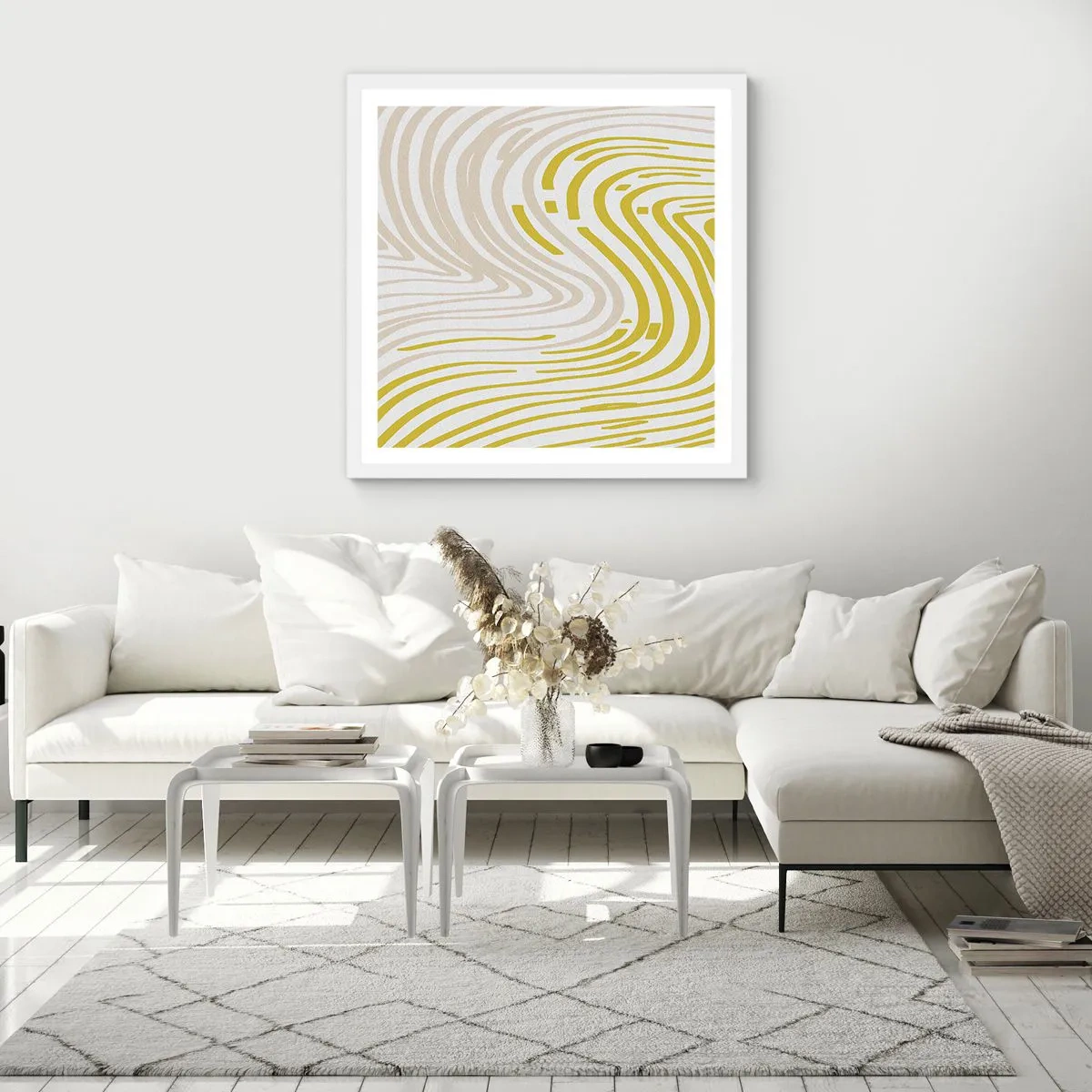Pôster em moldura branca - Uma composição com uma curvatura suave - 50x50 cm