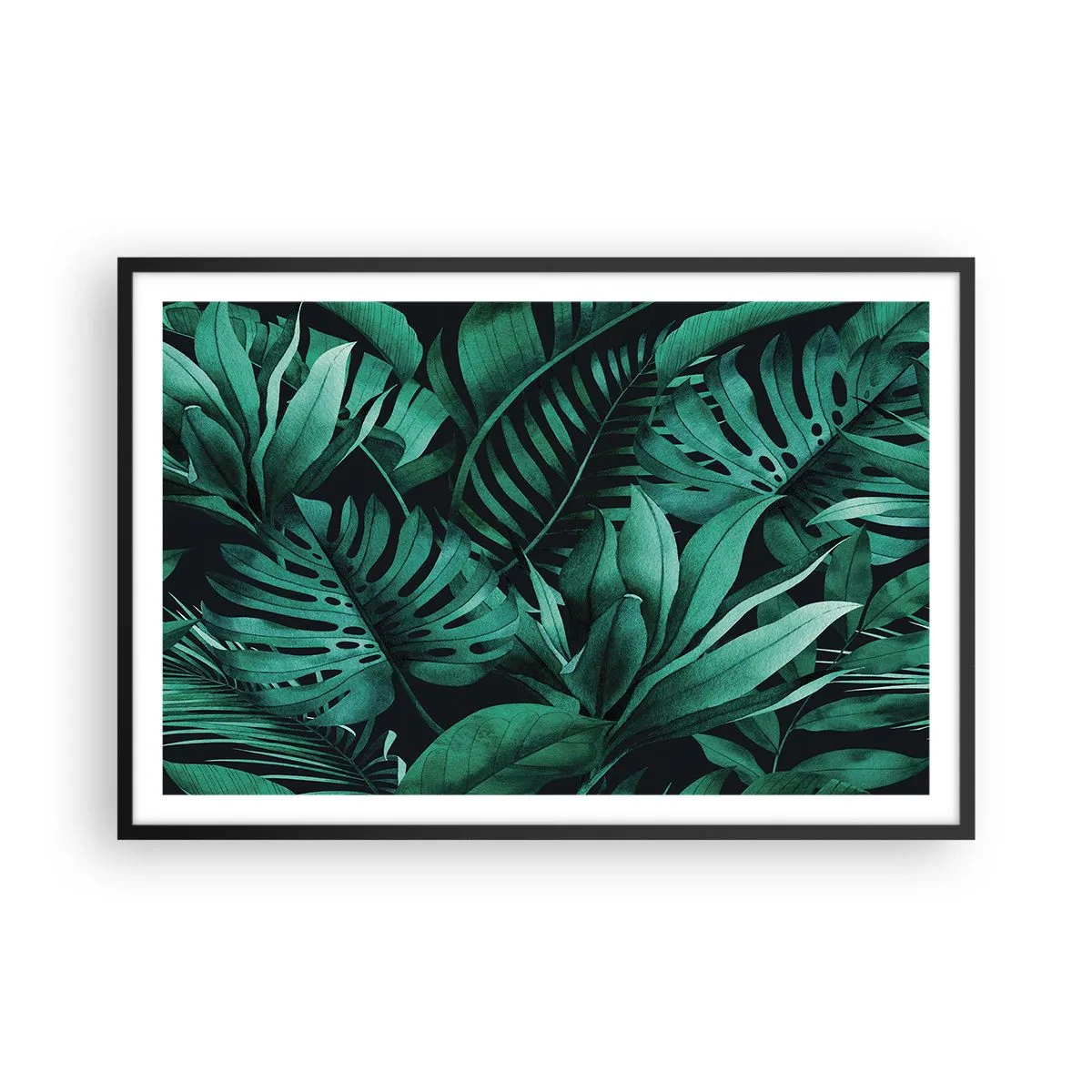 Pôster com moldura preta - A profundidade da vegetação tropical - 91x61 cm