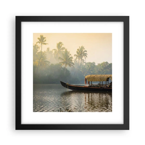 Pôster com moldura preta - Casa no rio - 30x30 cm