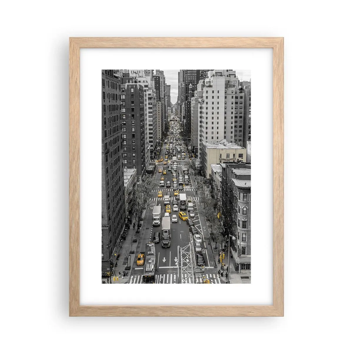 Pôster com moldura de carvalho claro - Vida em Nova York - 30x40 cm