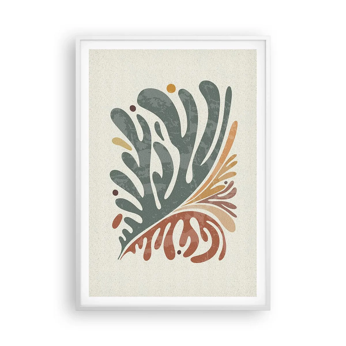Pôster em moldura branca - Folha multicolorida - 70x100 cm
