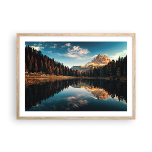 Pôster com moldura de carvalho claro - Paisagem dupla - 70x50 cm