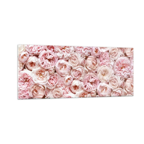Quadro em vidro - Uma cama de rosas - 100x40 cm