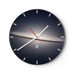 Relógio de parede - Relógio em vidro - Visão de uma galáxia espiral no espaço - 30x30cm - Há muito tempo atrás, em uma galáxia muito, muito distante... - Decoração de parede moderna para a sala de estar, cozinha e quarto ARTTOR