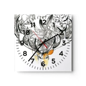 Relógio de parede - Relógio em vidro - Chifres da abundância - 30x30 cm