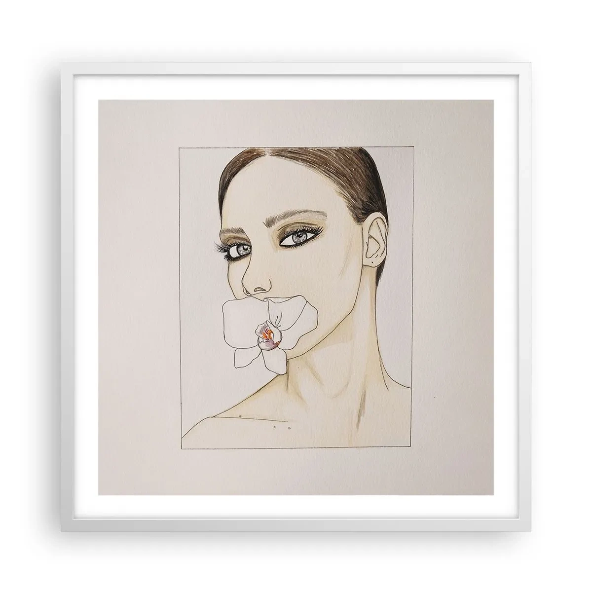 Pôster em moldura branca - Símbolo de elegância e beleza - 60x60 cm