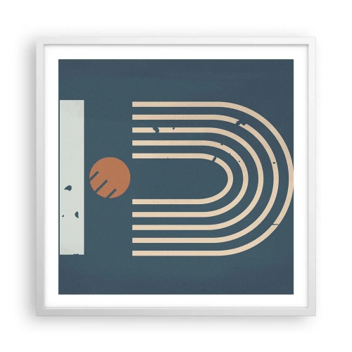 Pôster em moldura branca - Geometria em azul marinho - 60x60 cm