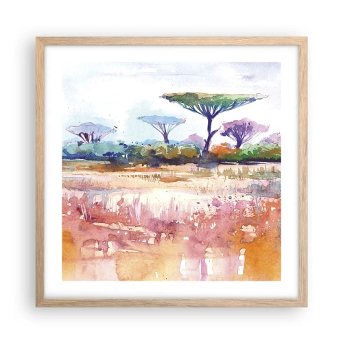 Pôster com moldura de carvalho claro - Cores da savana - 50x50 cm