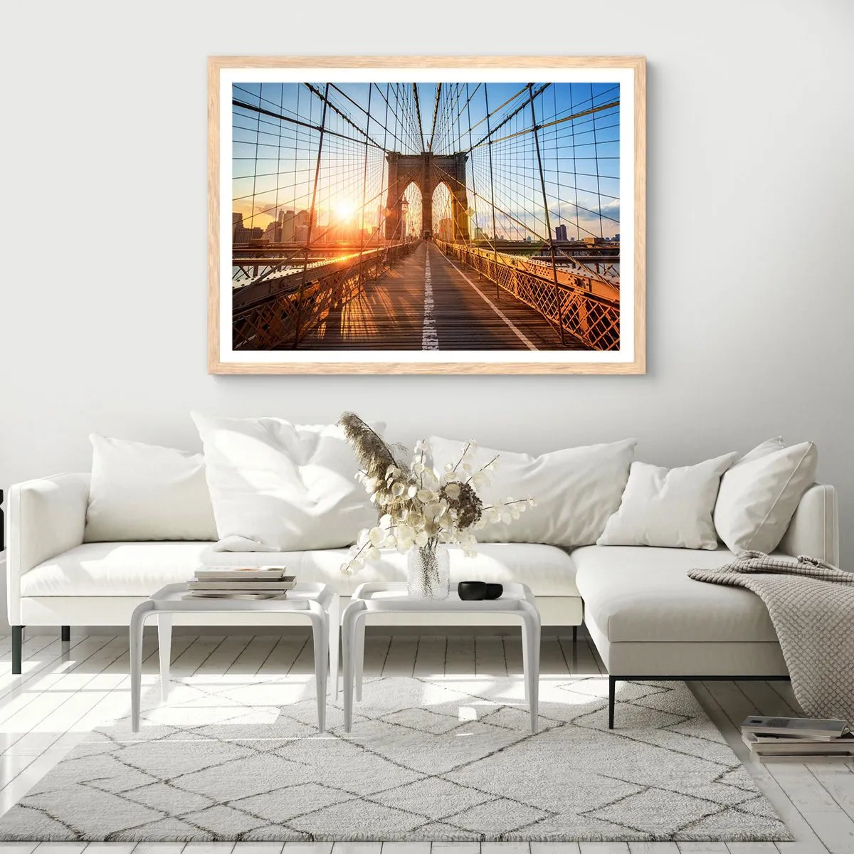 Pôster com moldura de carvalho claro - Na Ponte Dourada - 91x61 cm