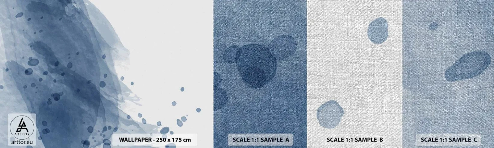 Amostra de papel de parede Premium Canvas - Tule azul - Abstração, Pedaço, Pintura - 100x30 cm