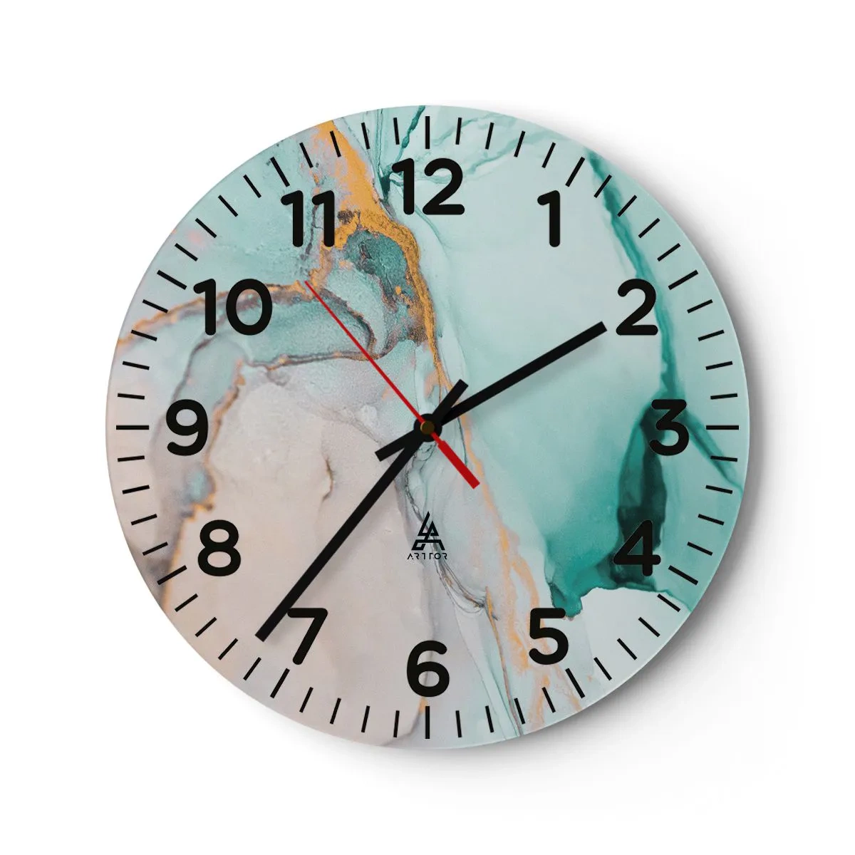 Relógio de parede - Relógio em vidro - Dança das formas e cores - 30x30 cm