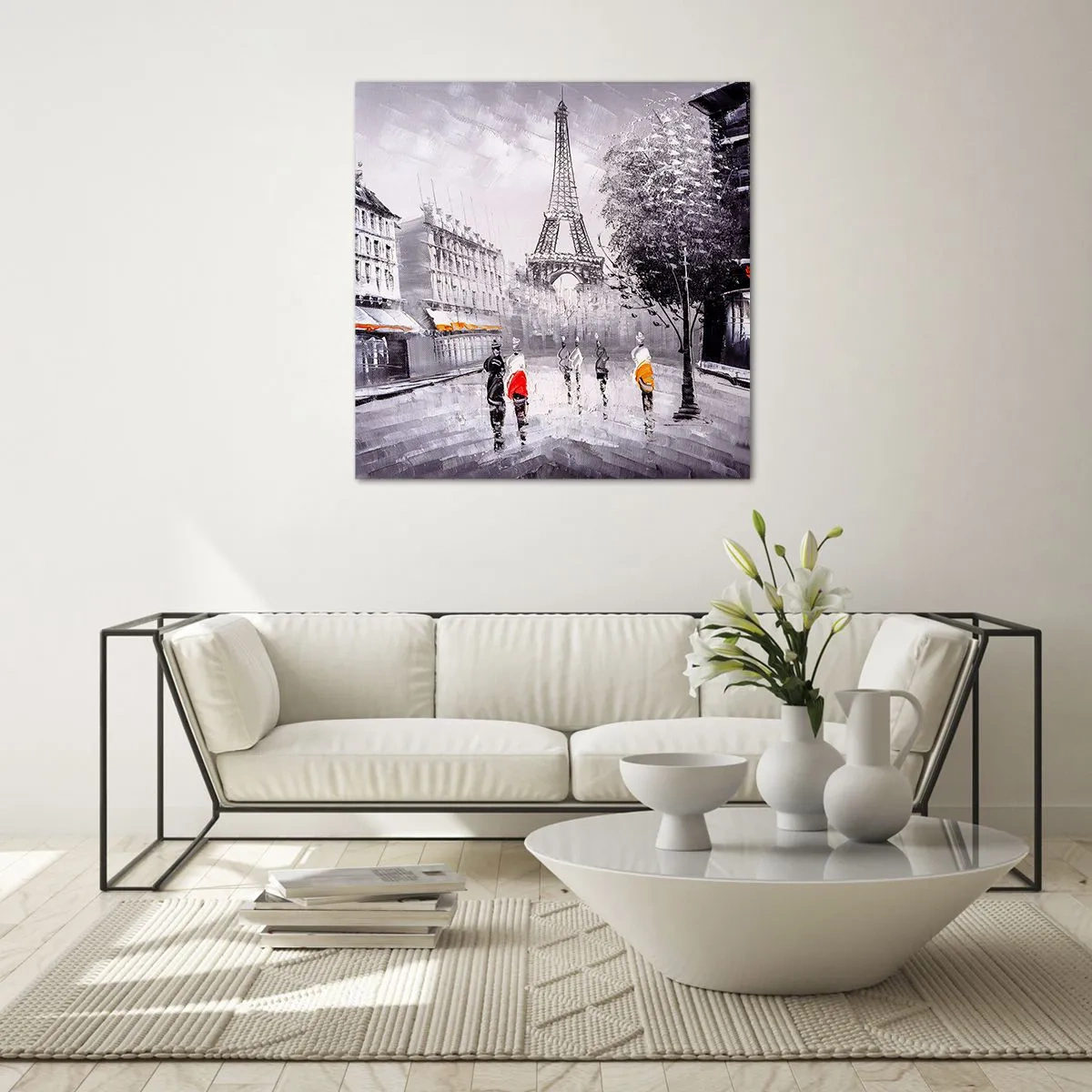 Quadro em vidro - Passeio em Paris - 60x60 cm