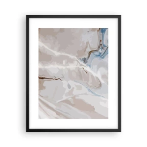 Pôster com moldura preta - Meandros azuis sob branco - 40x50 cm