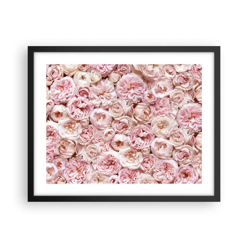 Pôster com moldura preta - Uma cama de rosas - 50x40 cm