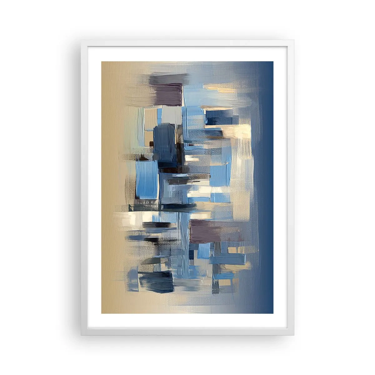 Pôster em moldura branca - Construção azul - 50x70 cm
