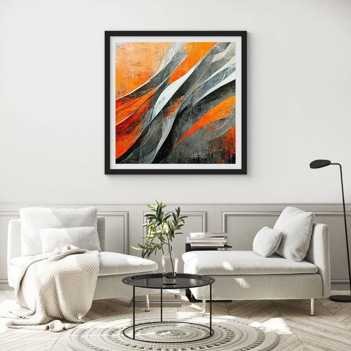 Pôster com moldura preta - Calor e frio - 30x30 cm