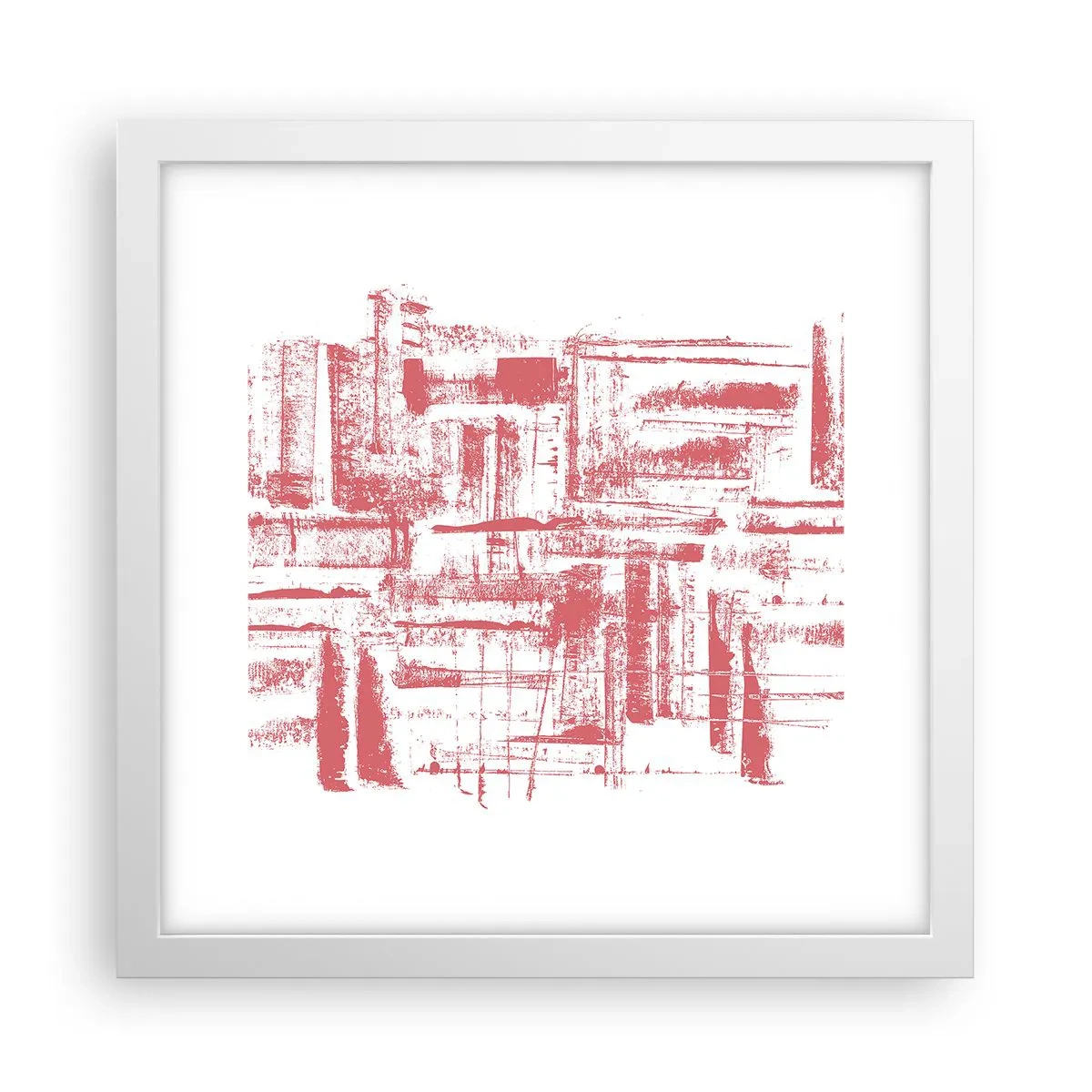 Pôster em moldura branca - Cidade Vermelha - 30x30 cm