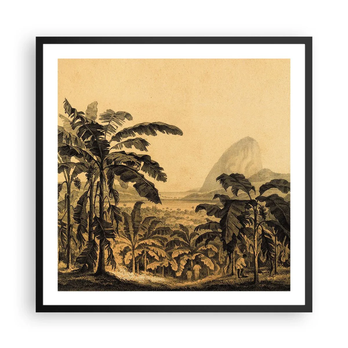 Pôster com moldura preta - num clima colonial - 60x60 cm