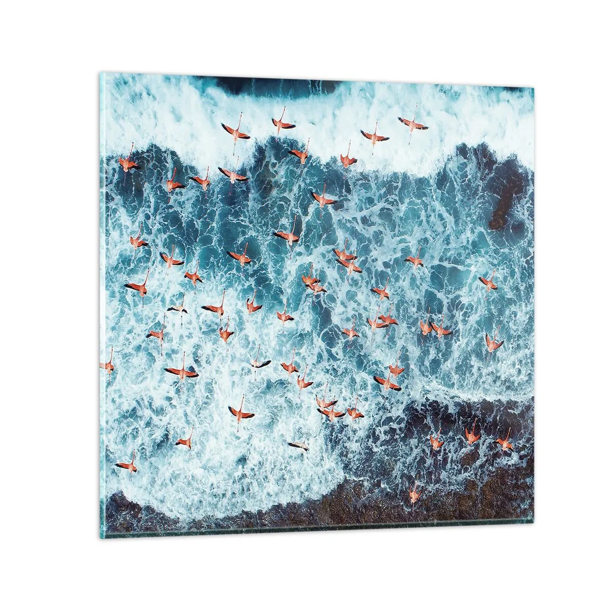 Quadro em vidro - Desfile à beira-mar - 40x40 cm