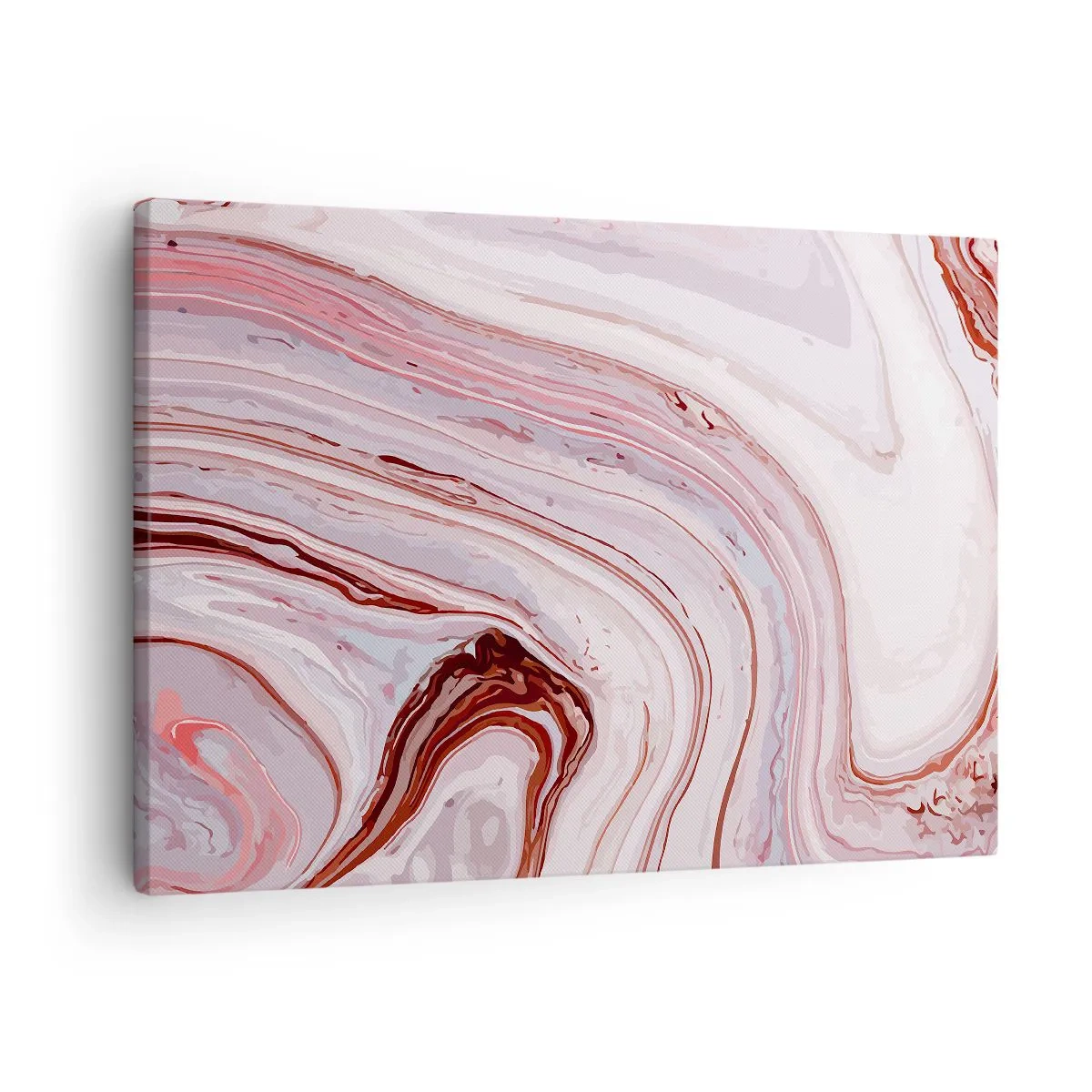 Quadro em tela - Padrão abstrato em rosa e branco - 70x50cm - Em frente, depois à direita para baixo - Decoração de parede moderna para a sala de estar e quarto ARTTOR