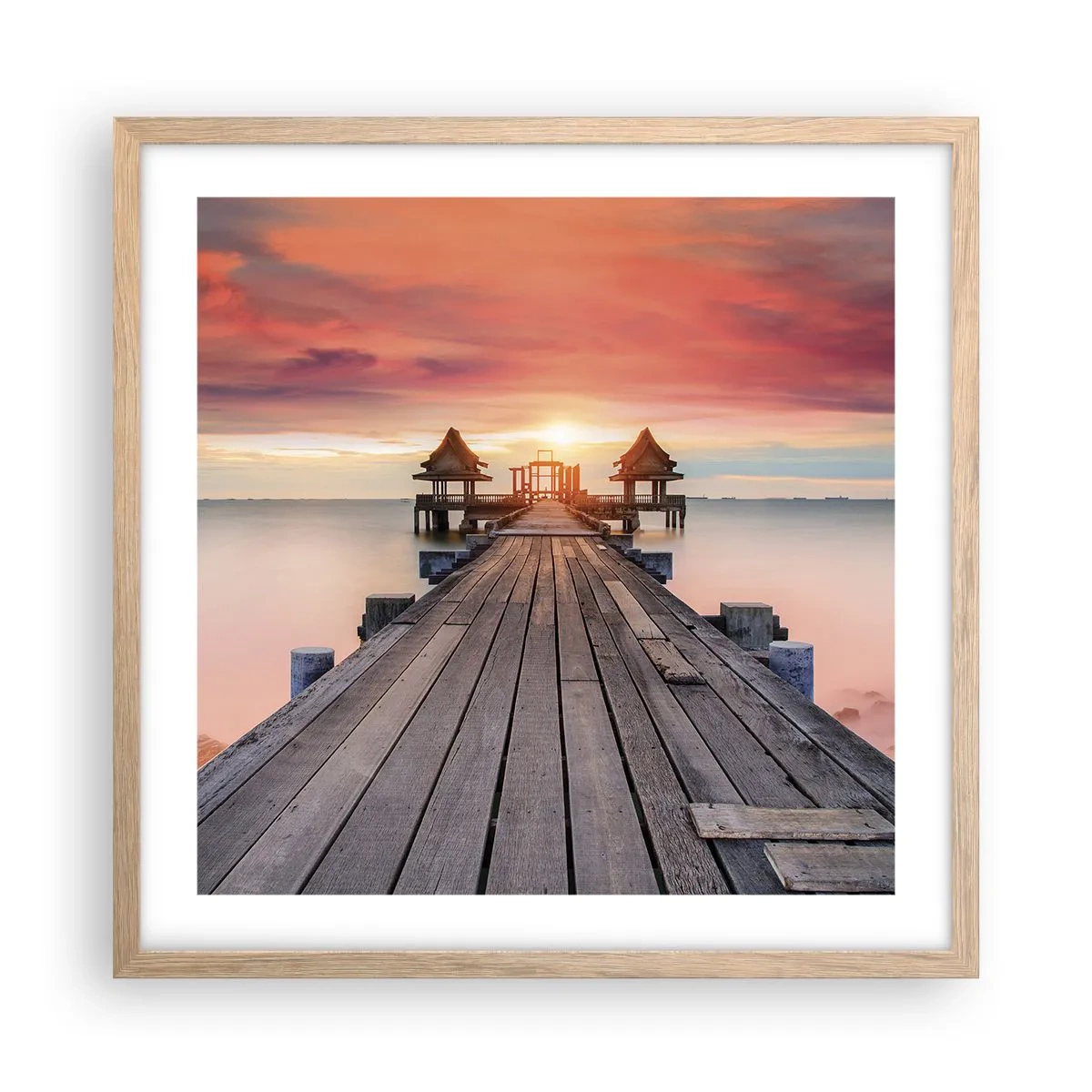 Pôster com moldura de carvalho claro - De oeste para leste - 50x50 cm