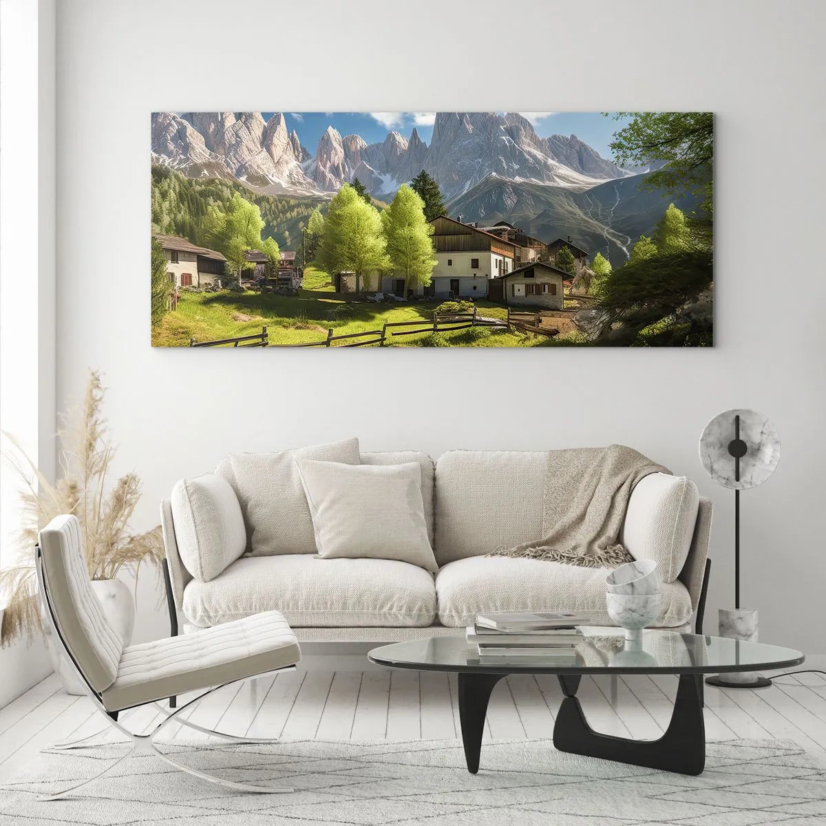 Quadro em vidro - Idílio alpino - 140x50 cm