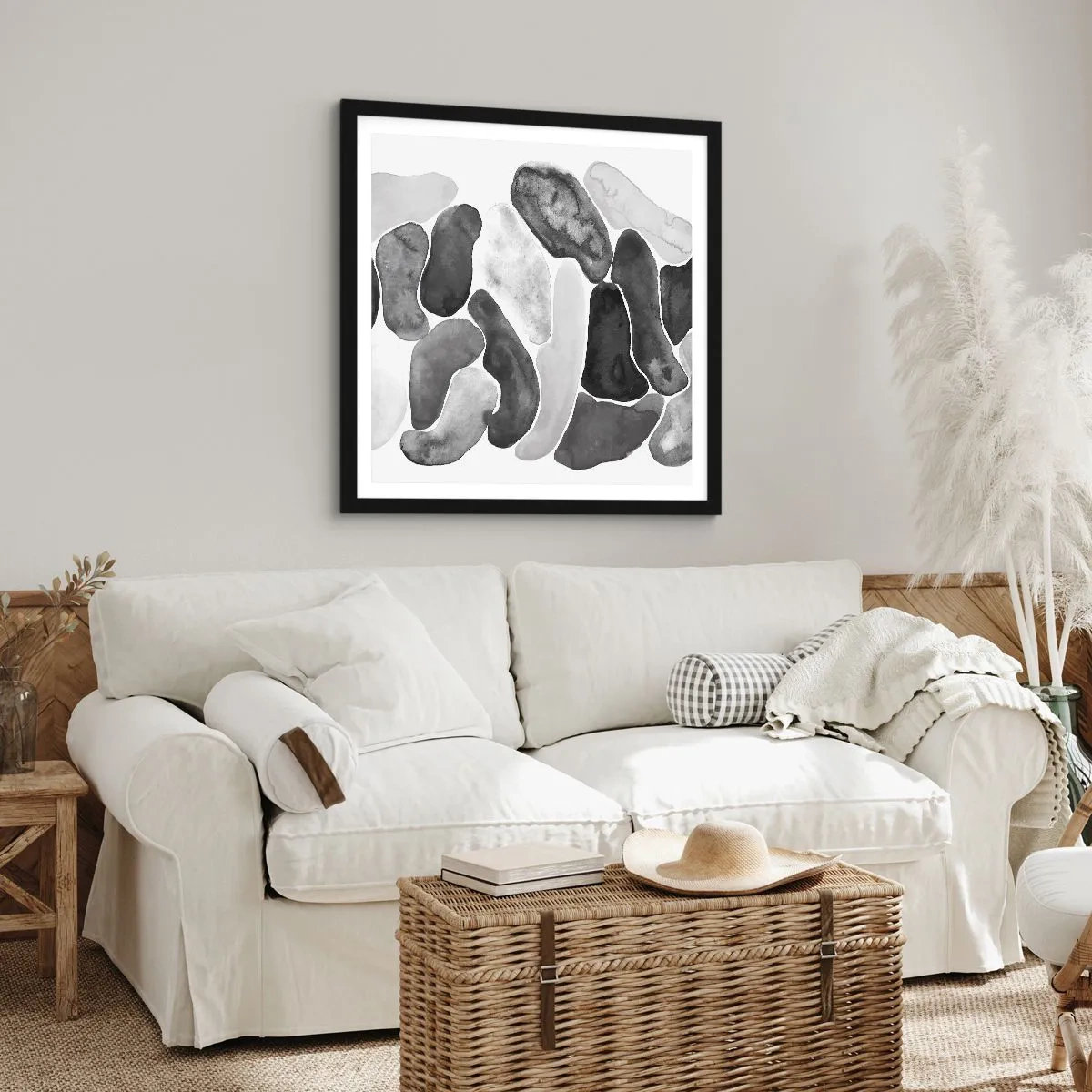 Pôster com moldura preta - Abstração rochosa - 30x30 cm