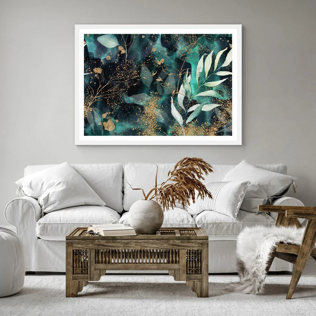 Pôster em moldura branca - Jardim Mágico - 40x40 cm
