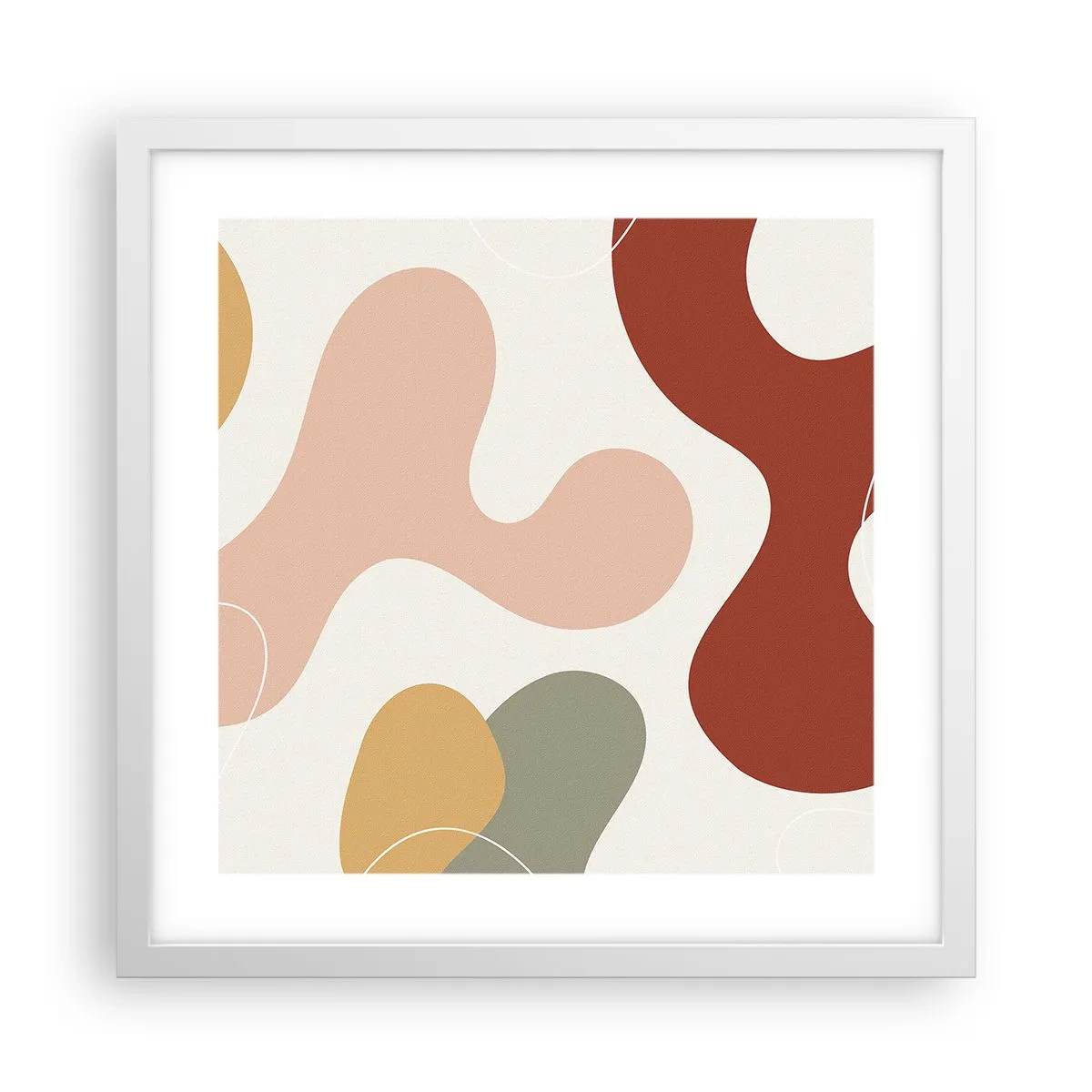 Pôster em moldura branca - Ziguezagues ornamentais - 40x40 cm