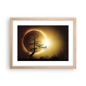 Pôster com moldura de carvalho claro - Eclipse total - 40x30 cm