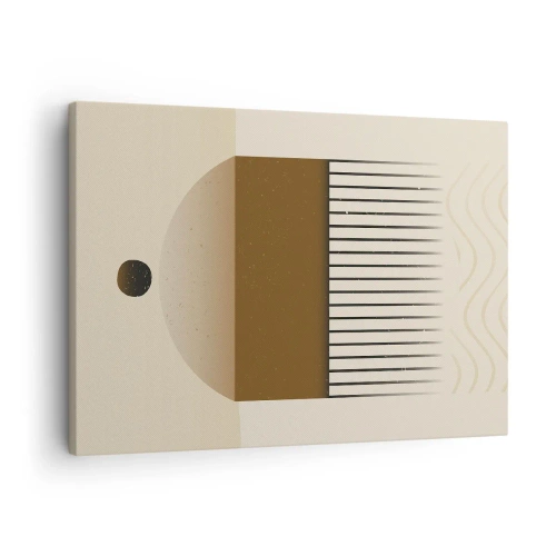 Quadro em tela - Composição geométrica abstrata em tons de bege e marrom - 70x50cm - Diferentes estados - Decoração de parede moderna para a sala de estar e quarto ARTTOR