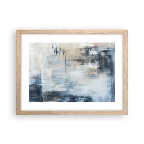 Pôster com moldura de carvalho claro - Atrás da cortina azul - 40x30 cm