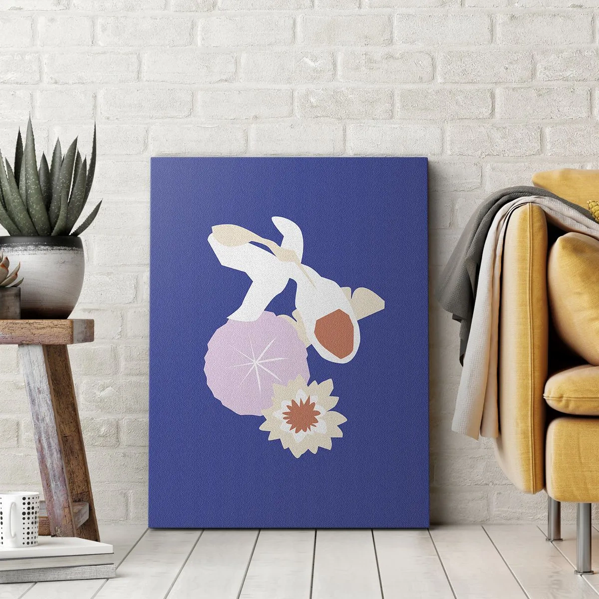 Quadro em tela - Composição de flores e botões - 55x100 cm