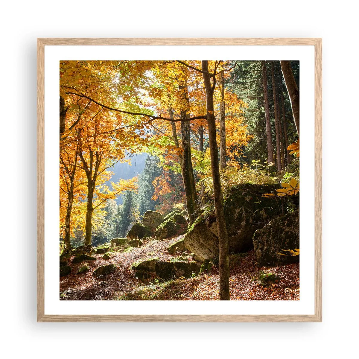 Pôster com moldura de carvalho claro - Tempo para descansar - 60x60 cm