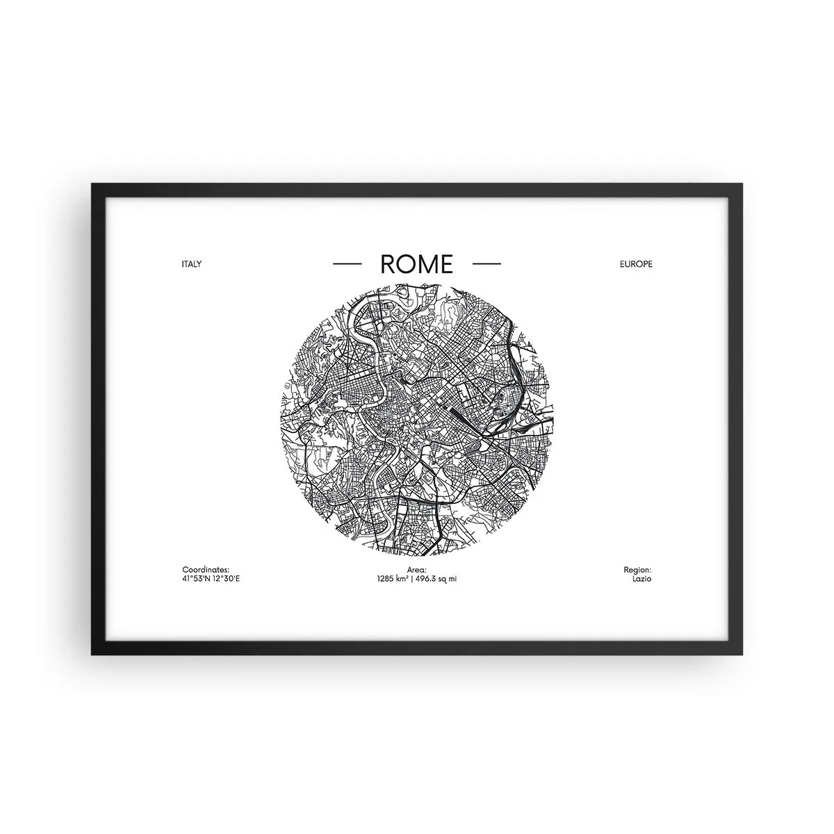 Pôster com moldura preta - Anatomia de Roma - 70x50 cm