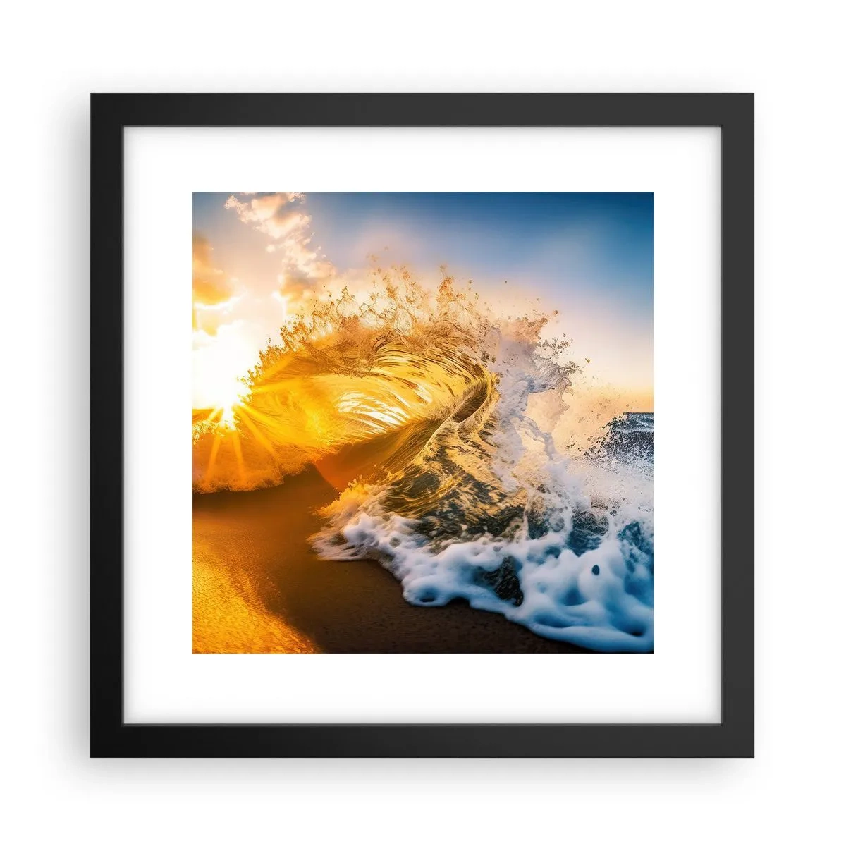 Pôster com moldura preta - Diversão na areia - 30x30 cm