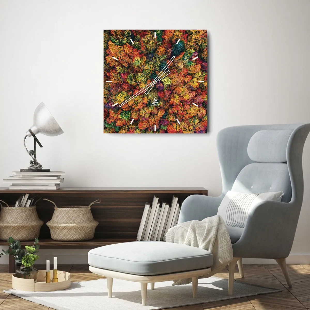 Relógio de parede - Relógio em vidro - Bouquet de árvores de Outono - 40x40 cm