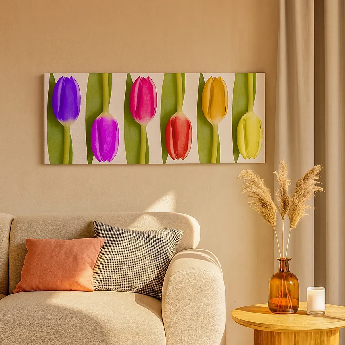 Quadro em tela - Composição arco-íris - 30x30 cm