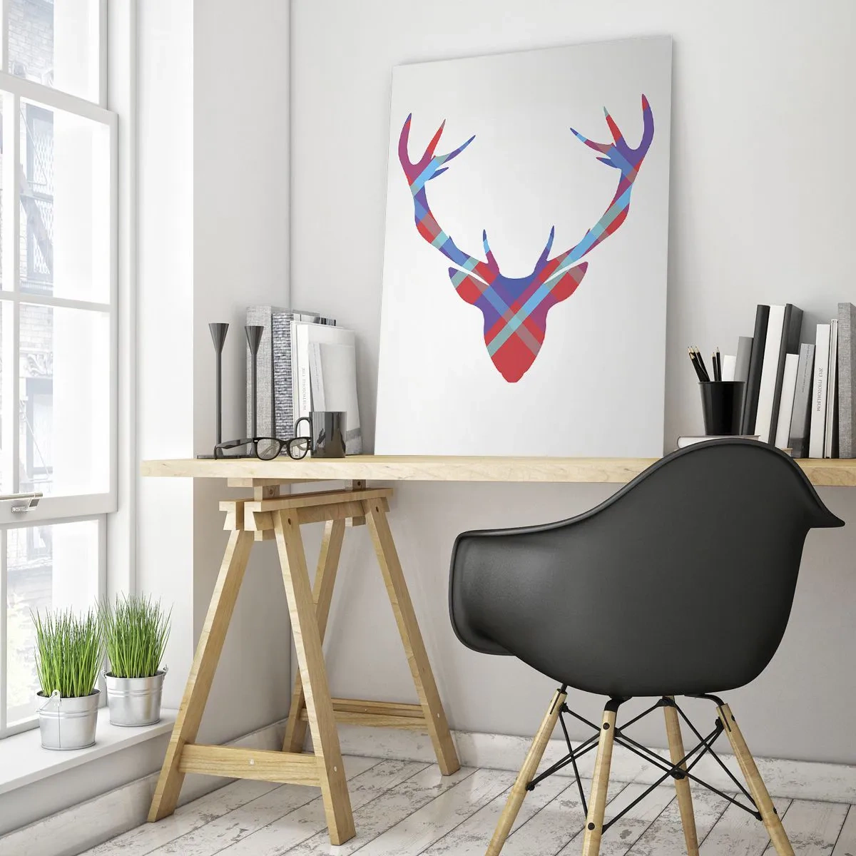 Quadro em vidro - Veado escocês - 50x70 cm