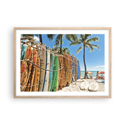 Pôster com moldura de carvalho claro - Diversão ensolarada - 70x50 cm