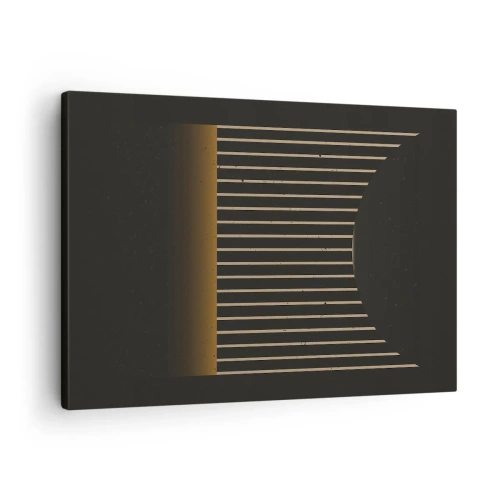 Quadro em tela - Padrão geométrico com listras em fundo escuro - 70x50cm - Explorar a escuridão - Decoração de parede moderna para a sala de estar e quarto ARTTOR
