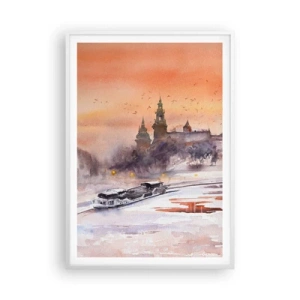 Pôster em moldura branca - Pôr do sol real - 70x100 cm