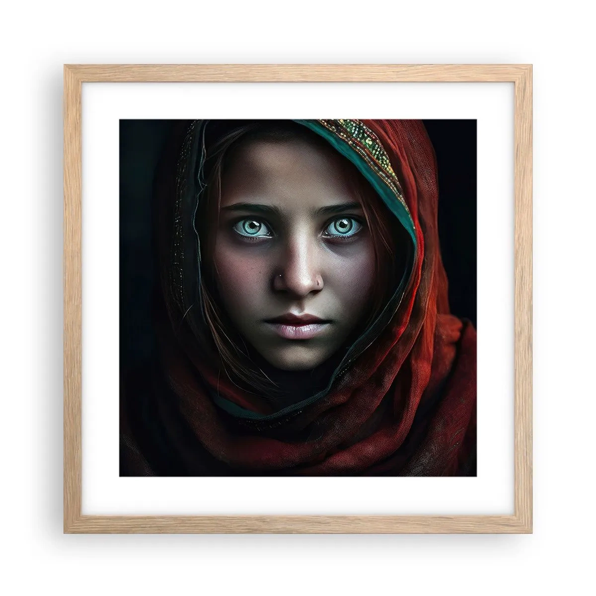 Pôster com moldura de carvalho claro - Princesa oriental - 40x40 cm